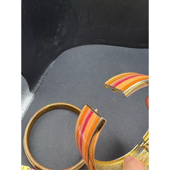 Fashion Bangle Bracelets Floral Wood Metal Mini Lot of 3 - Picture 4 of 7